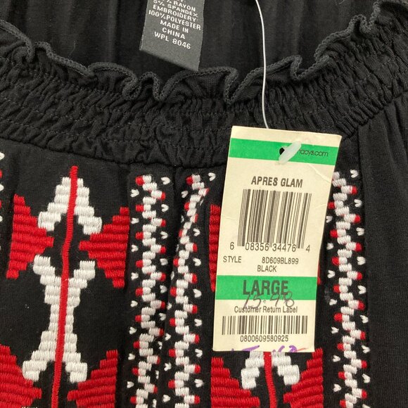 New INC International Concepts Large Black Red Boho Pattern Embroidered Blouse - Picture 3 of 8